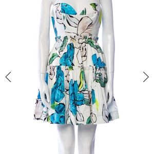 Aje Floral Strapless Dress